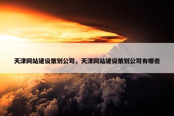天津网站建设策划公司，天津网站建设策划公司有哪些