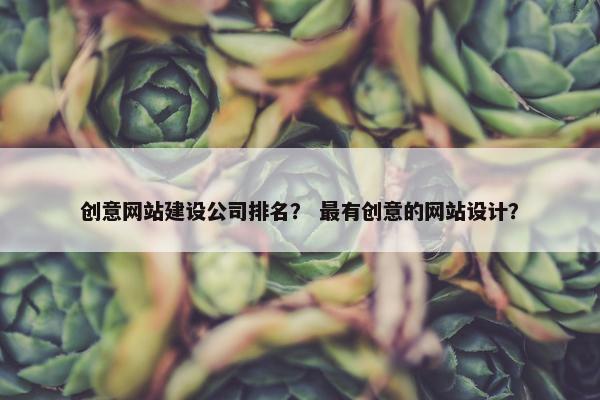 创意网站建设公司排名？ 最有创意的网站设计？