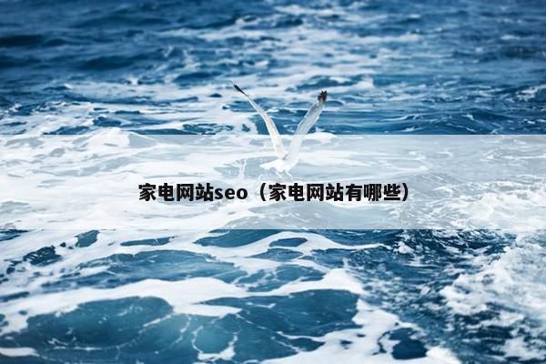 家电网站seo（家电网站有哪些）