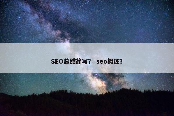 SEO总结简写？ seo概述？