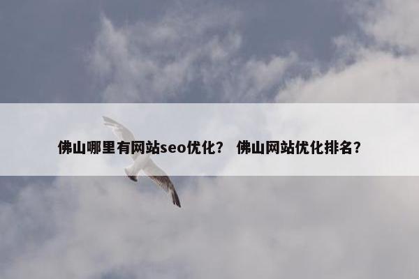 佛山哪里有网站seo优化？ 佛山网站优化排名？