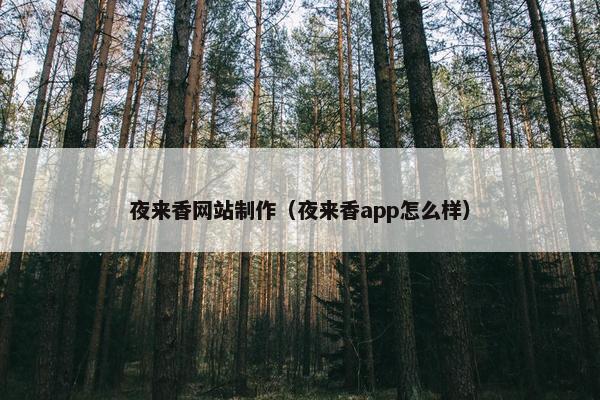 夜来香网站制作（夜来香app怎么样）
