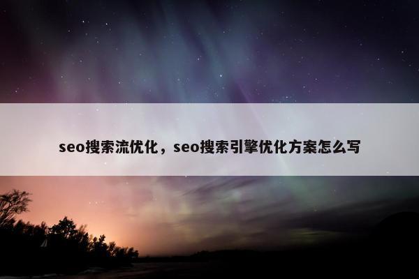 seo搜索流优化，seo搜索引擎优化方案怎么写