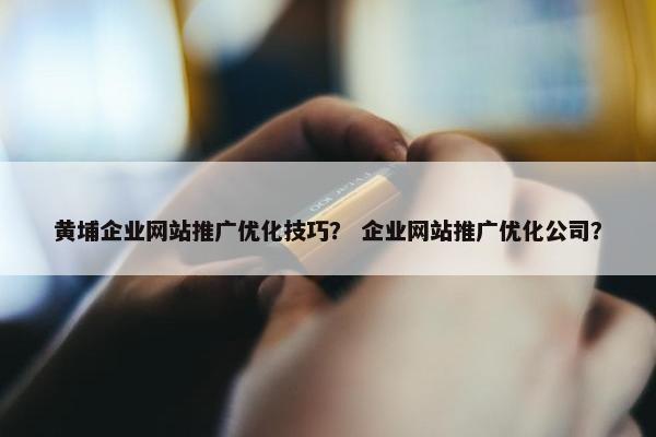 黄埔企业网站推广优化技巧？ 企业网站推广优化公司？