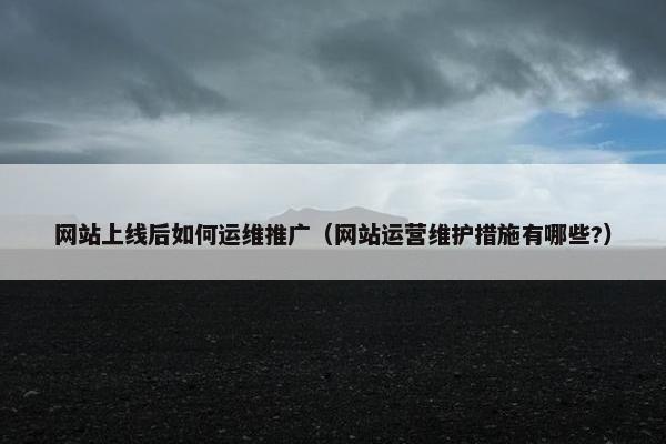 网站上线后如何运维推广（网站运营维护措施有哪些?）