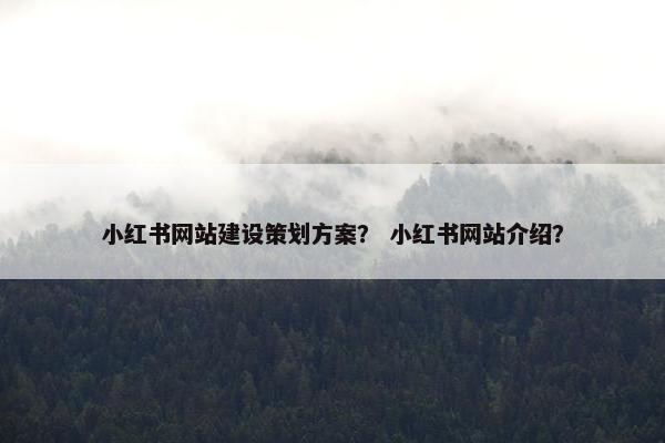 小红书网站建设策划方案？ 小红书网站介绍？
