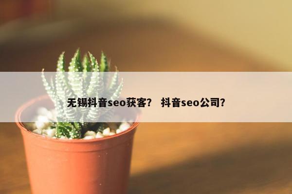 无锡抖音seo获客？ 抖音seo公司？