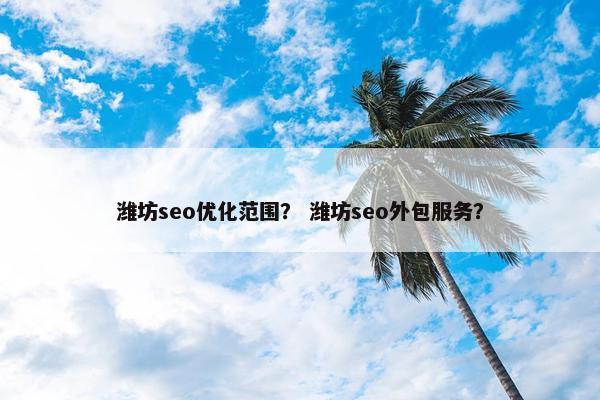 潍坊seo优化范围？ 潍坊seo外包服务？