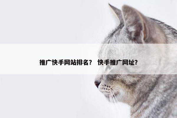 推广快手网站排名？ 快手推广网址？