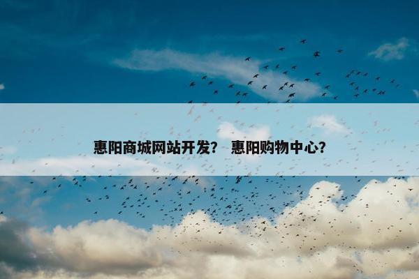 惠阳商城网站开发？ 惠阳购物中心？