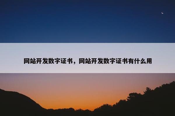 网站开发数字证书，网站开发数字证书有什么用