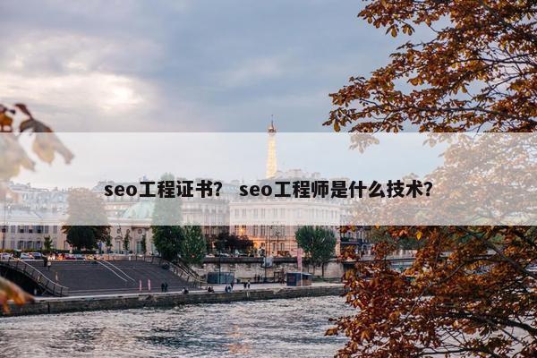 seo工程证书？ seo工程师是什么技术？