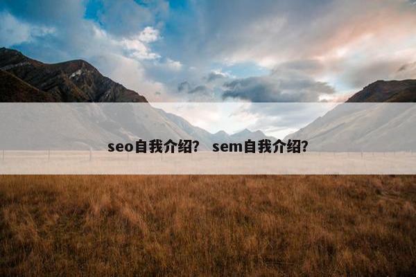 seo自我介绍？ sem自我介绍？