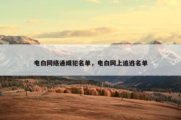 电白网络通缉犯名单，电白网上追逃名单