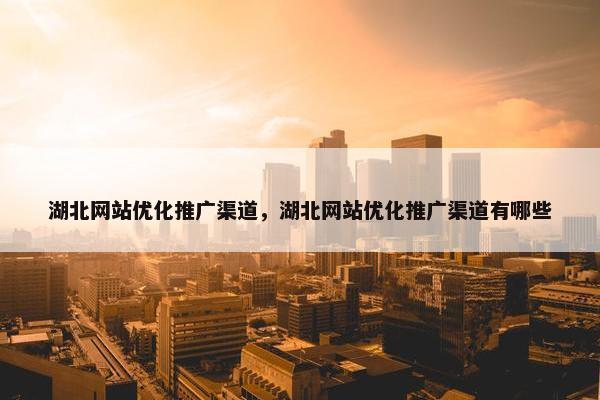 湖北网站优化推广渠道，湖北网站优化推广渠道有哪些