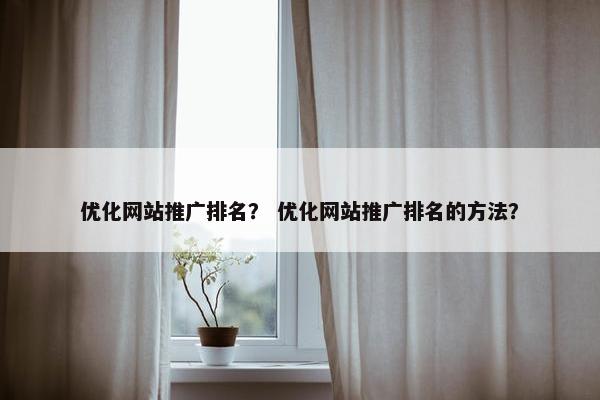 优化网站推广排名？ 优化网站推广排名的方法？