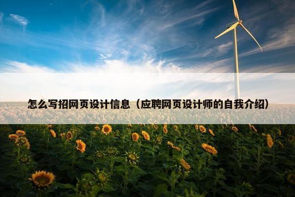 怎么写招网页设计信息（应聘网页设计师的自我介绍）