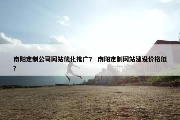 南阳定制公司网站优化推广？ 南阳定制网站建设价格低？