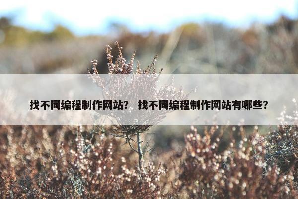 找不同编程制作网站？ 找不同编程制作网站有哪些？