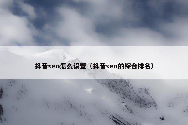 抖音seo怎么设置（抖音seo的综合排名）