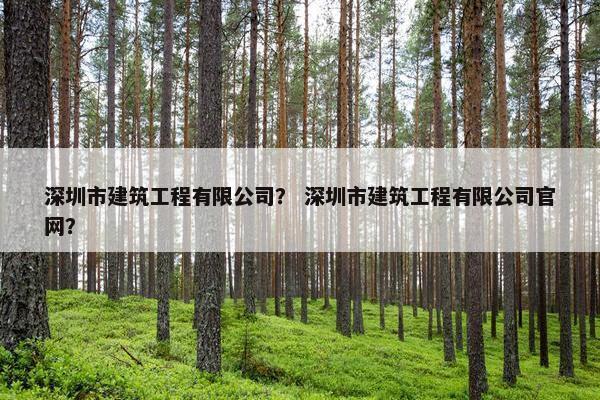深圳市建筑工程有限公司？ 深圳市建筑工程有限公司官网？