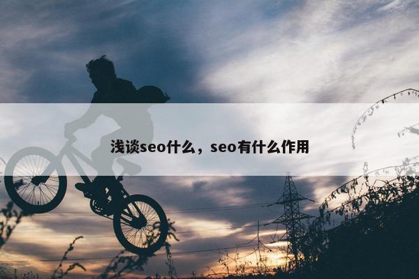 浅谈seo什么，seo有什么作用