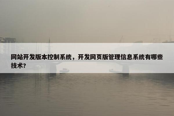 网站开发版本控制系统，开发网页版管理信息系统有哪些技术?