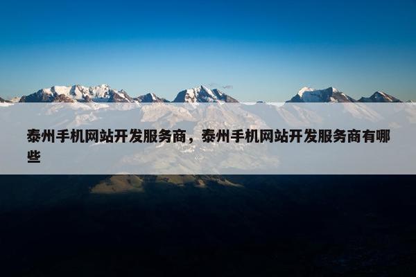 泰州手机网站开发服务商，泰州手机网站开发服务商有哪些