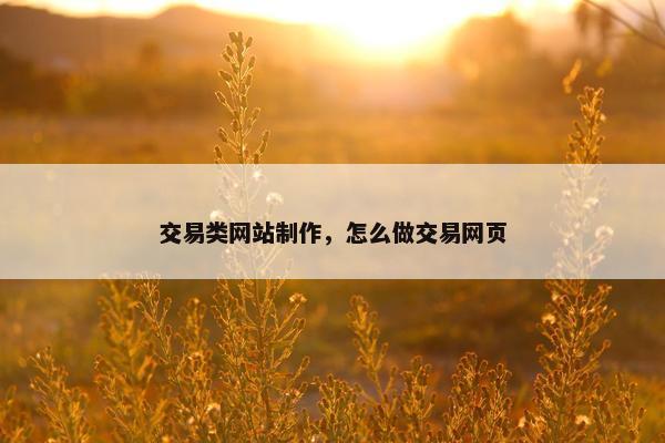 交易类网站制作，怎么做交易网页