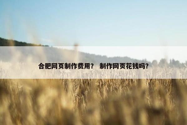 合肥网页制作费用？ 制作网页花钱吗？