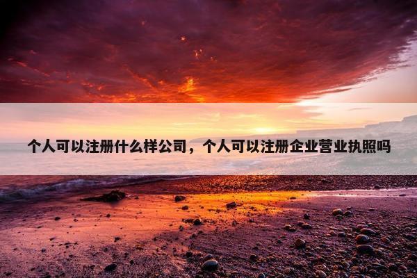 个人可以注册什么样公司，个人可以注册企业营业执照吗