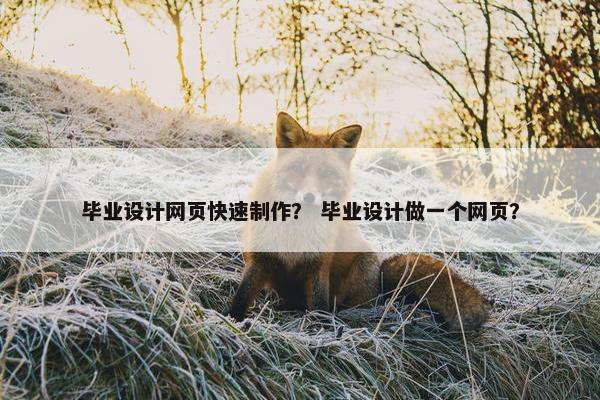 毕业设计网页快速制作？ 毕业设计做一个网页？