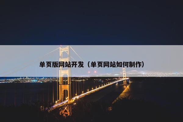 单页版网站开发（单页网站如何制作）