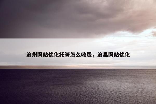 沧州网站优化托管怎么收费，沧县网站优化