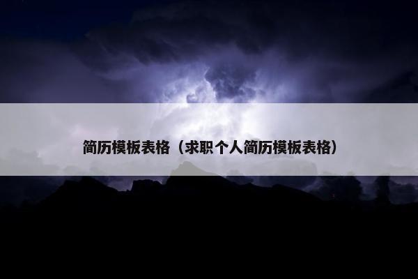 简历模板表格（求职个人简历模板表格）