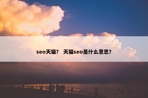 seo天猫？ 天猫seo是什么意思？