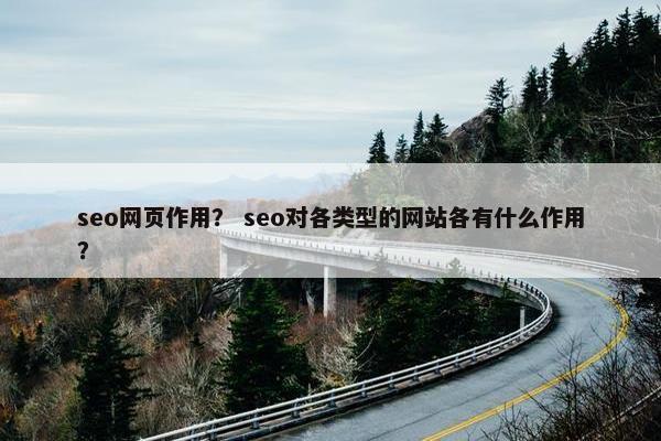 seo网页作用？ seo对各类型的网站各有什么作用？