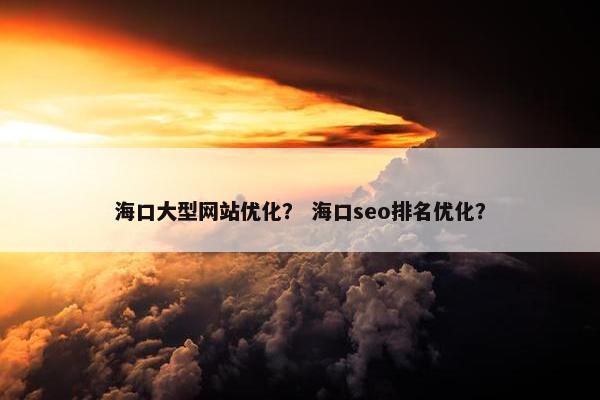 海口大型网站优化？ 海口seo排名优化？