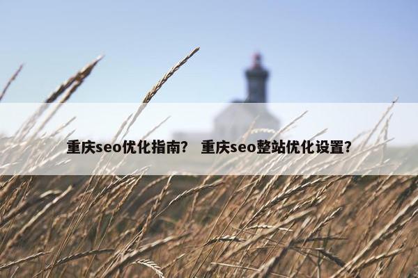 重庆seo优化指南？ 重庆seo整站优化设置？