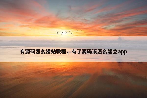 有源码怎么建站教程，有了源码该怎么建立app