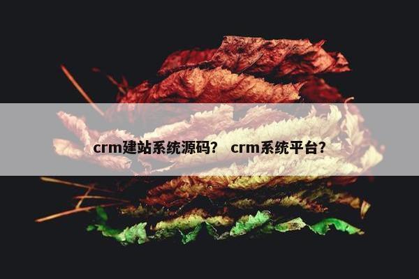 crm建站系统源码？ crm系统平台？