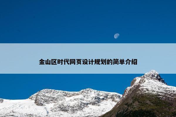 金山区时代网页设计规划的简单介绍