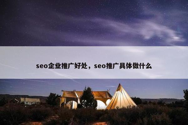 seo企业推广好处，seo推广具体做什么