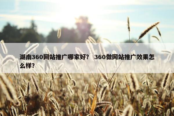 湖南360网站推广哪家好？ 360做网站推广效果怎么样？