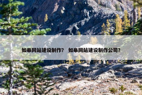 如皋网站建设制作？ 如皋网站建设制作公司？