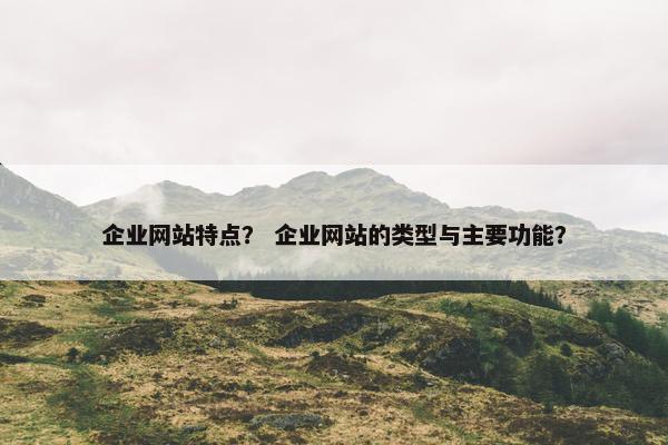 企业网站特点？ 企业网站的类型与主要功能？