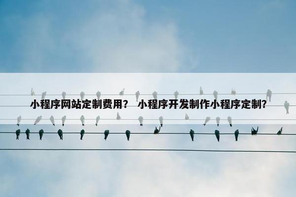 小程序网站定制费用？ 小程序开发制作小程序定制？