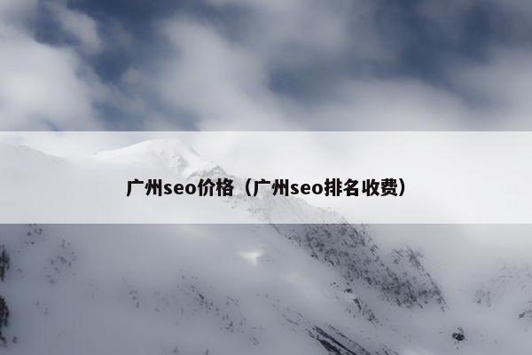 广州seo价格（广州seo排名收费）