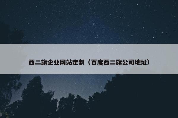 西二旗企业网站定制（百度西二旗公司地址）