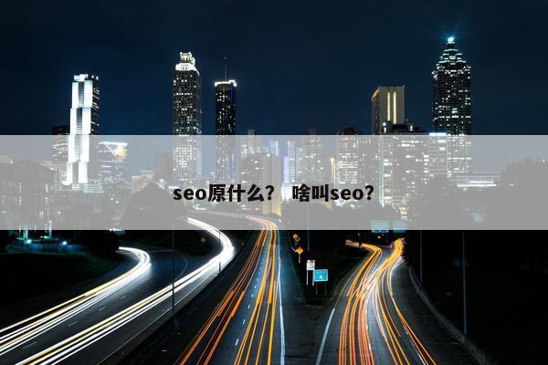 seo原什么？ 啥叫seo？